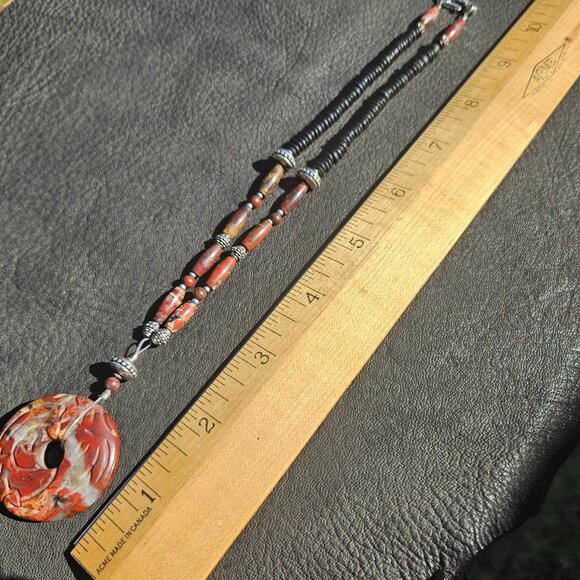 Red Jasper and Sterling Silver Beaded Necklace - Picture 2 of 6
